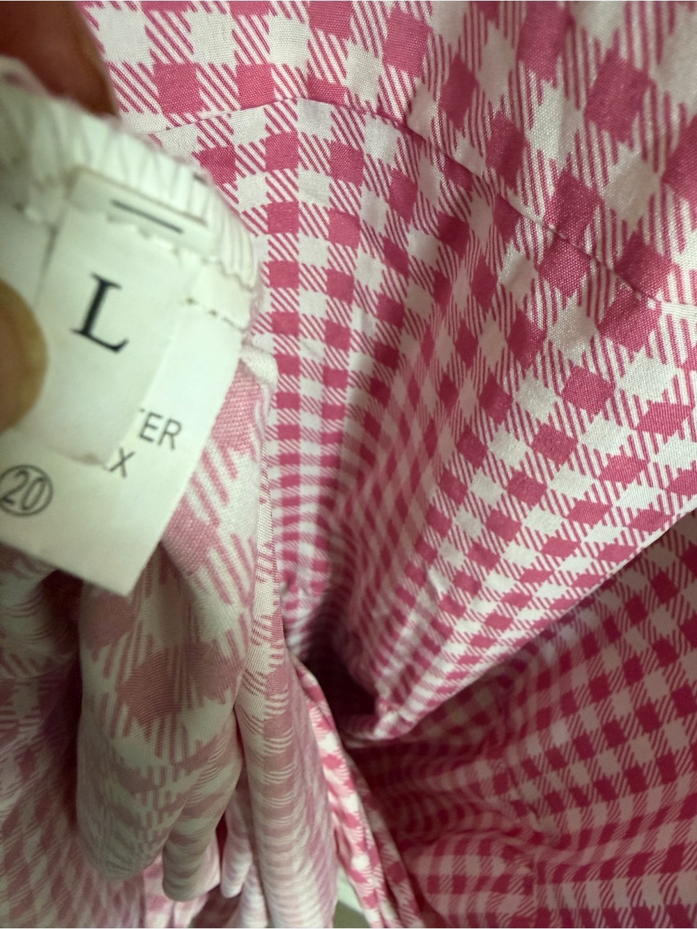 Pink Gingham Maxi Dress with Puff Sleeves - Picture 9 of 9